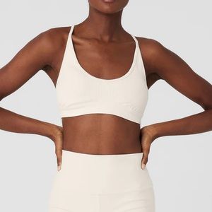 Alo Ribbed Blissful Ivory Bra Size Medium